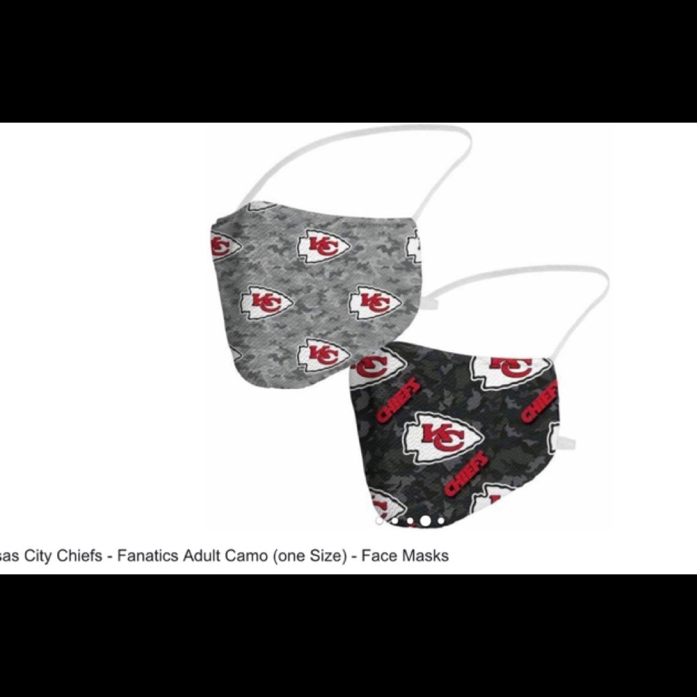 NWT Kansas City Chiefs - Fanatics Adult Camo (One Size) - Face Masks [2-Pack]